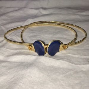 Vintage Gold Tone&Navy Blue Enameled Stretch Belt